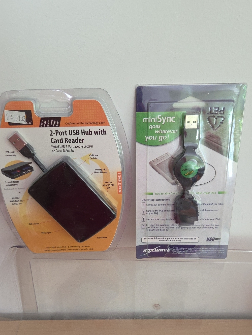 2 Port USB card Reader & Mini Sync Retractable Cable For Computer